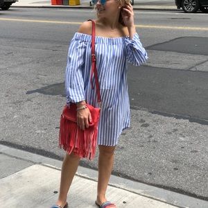 Off the shoulder striped dress